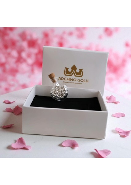 15 Gram Kalp Tasarımlı Cam Şişeli, 999 Ayar Gümüşten Üretilmiş Özel Granül Gümüş HEDIYESI-553