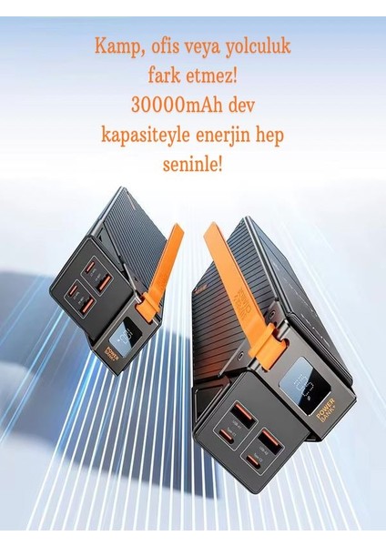 30000MAH 65W Hızlı Şarjlı Dijital Göstergeli Taşınabilir 2usb 2type-C Girişli Powerbank Siyah modelleri