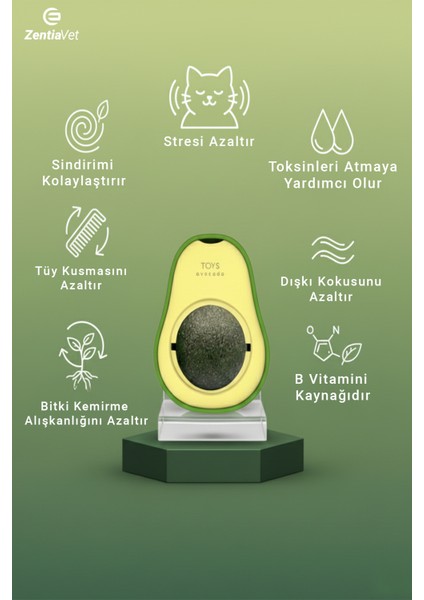 Doğal & Yenilebilir Kedi Nanesi Otu Avokado Kedi Çimi Özel Yapışkanlı 360° Dönen Catnip Yalama Topu fiyatları