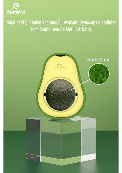 Doğal & Yenilebilir Kedi Nanesi Otu Avokado Kedi Çimi Özel Yapışkanlı 360° Dönen Catnip Yalama Topu fırsatları