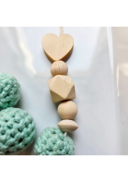 Kalpli Su Yeşili Isimli Bebek Emzik Zinciri Askısı fiyatları