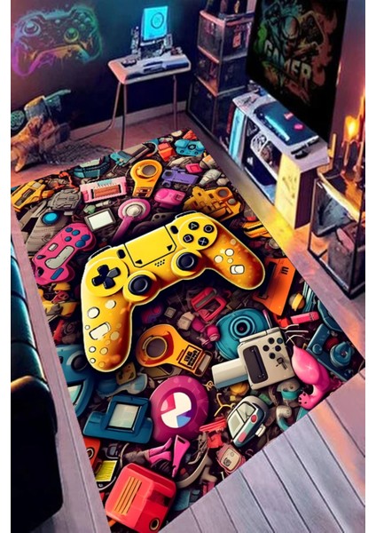 Dijital Baskı Yıkanabilir Oyun Konsolu Desenli Gamer Halı modelleri