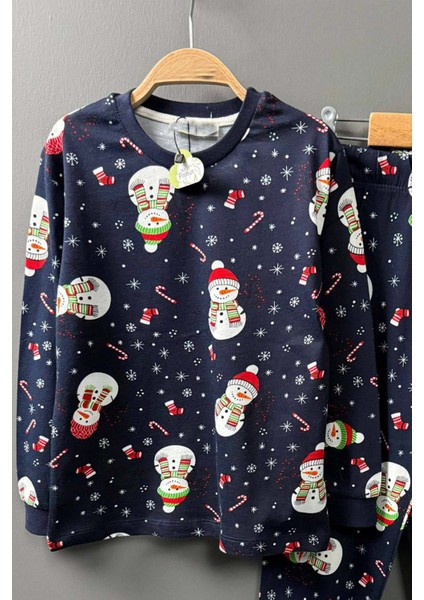 Erkek Çocuk Üzeri Kardan Adam ve Noel Baskılı Lacivert Pijama Takımı fiyatları