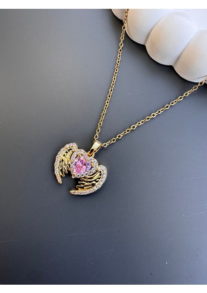 Gold Melek Kanadı Kolye Çelik