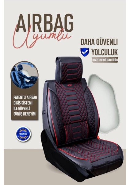 Peugeot 407 Deri Oto Koltuk Kılıfı Ön Arka Takım Siyah Kırmızı Royal Serisi Scr fırsatları