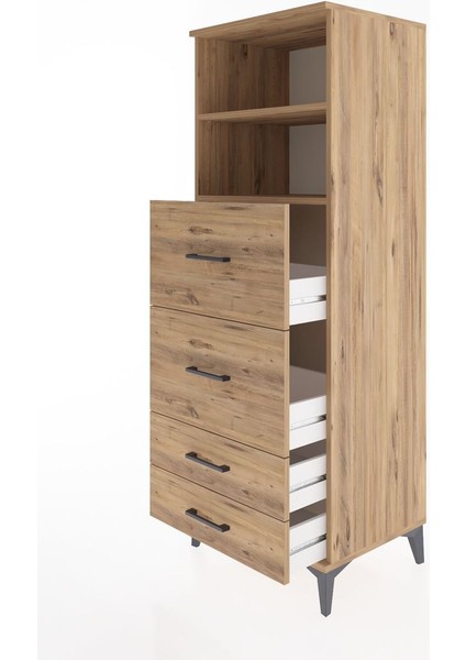 Hyperion Dolap 2 Raflı 4 Çekmeceli 60X44X163 Çam-Çam fırsatları