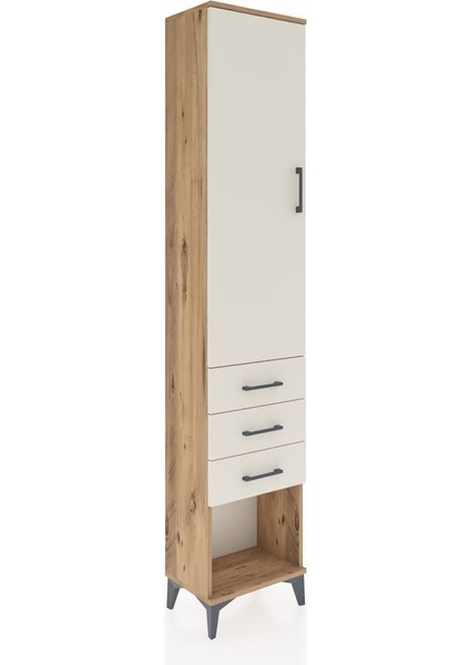 Arges Dolap 3 Raflı 3 Çekmeceli Tek Kapaklı 44X30X221 Çam-Aytaşı fiyatları