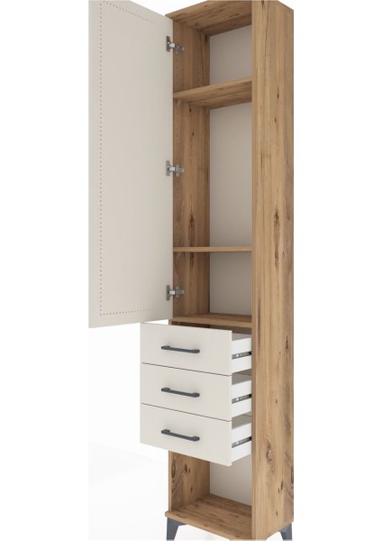 Arges Dolap 3 Raflı 3 Çekmeceli Tek Kapaklı 44X30X221 Çam-Aytaşı indirimleri