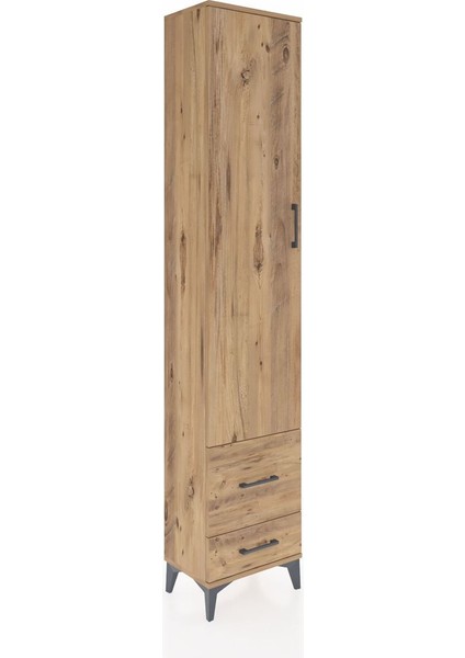 Arges Dolap 4 Raflı 2 Çekmeceli Tek Kapaklı 44X30X221 Çam-Çam fiyatları