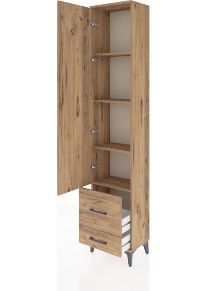 Arges Dolap 4 Raflı 2 Çekmeceli Tek Kapaklı 44X30X221 Çam-Çam fırsatları