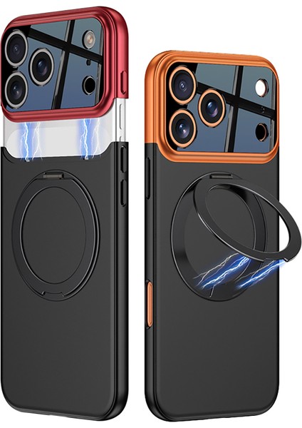 Apple iPhone 17 Pro Max Kılıf Şarj Özellikli 360 Derece Standlı Çift Parçalı Torino Kapak modelleri