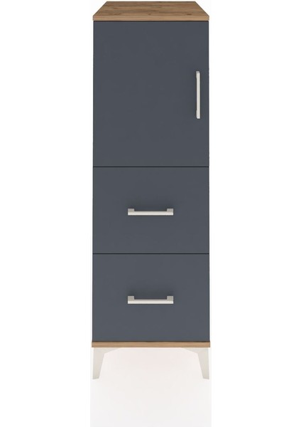 Kronos Dolap Tek Raflı 2 Çekmeceli Tek Kapaklı 44X59X134 Çam-Antrasit