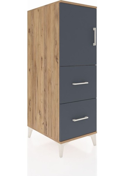 Kronos Dolap Tek Raflı 2 Çekmeceli Tek Kapaklı 44X59X134 Çam-Antrasit fiyatları