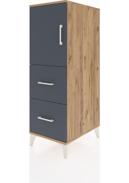 Kronos Dolap Tek Raflı 2 Çekmeceli Tek Kapaklı 44X59X134 Çam-Antrasit modelleri