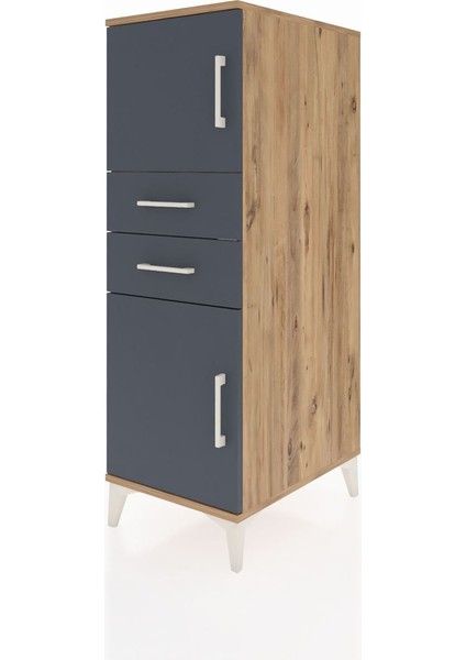 Kronos Dolap Tek Raflı 2 Çekmeceli 2 Kapaklı 44X59X134 Çam-Antrasit modelleri