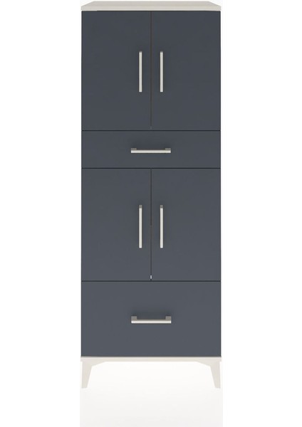 Hyperion Dolap 2 Raflı 2 Çekmeceli 4 Kapaklı 60X44X163 Aytaşı-Antrasit
