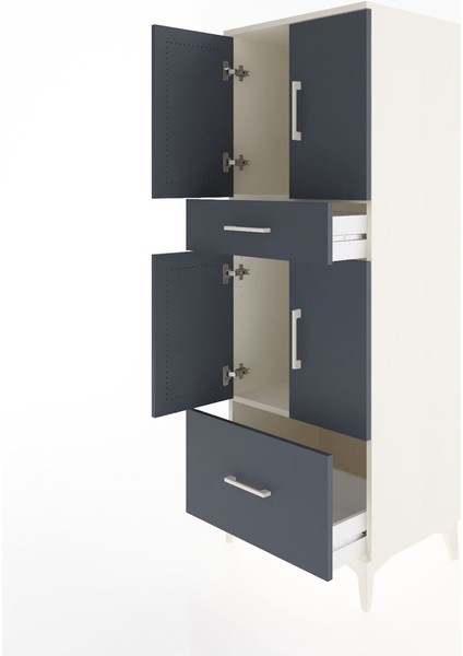 Hyperion Dolap 2 Raflı 2 Çekmeceli 4 Kapaklı 60X44X163 Aytaşı-Antrasit fırsatları