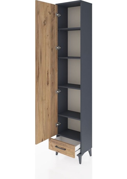 Arges Dolap 5 Raflı Tek Çekmeceli Tek Kapaklı 44X30X221 Antrasit-Çam fırsatları