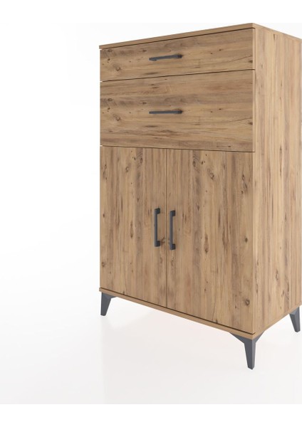 Hyperion Dolap Tek Raflı 2 Çekmeceli 2 Kapaklı 88X44X134 Çam-Çam modelleri