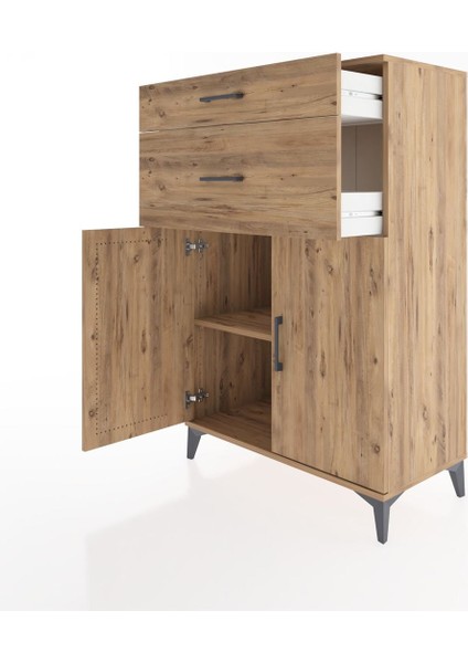 Hyperion Dolap Tek Raflı 2 Çekmeceli 2 Kapaklı 88X44X134 Çam-Çam fırsatları