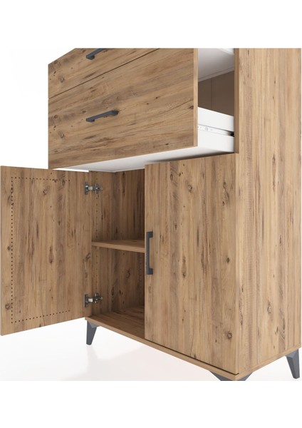 Hyperion Dolap Tek Raflı 2 Çekmeceli 2 Kapaklı 88X44X134 Çam-Çam indirimleri