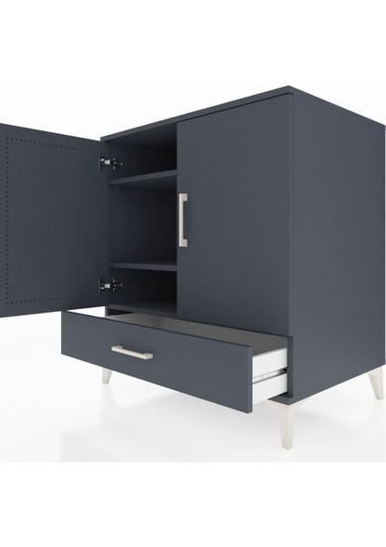 Kronos Şifonyer 3 Raflı Tek Çekmeceli 2 Kapaklı 88X59X96 Antrasit-Antrasit indirimleri