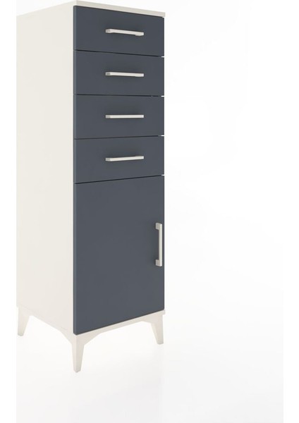 Hyperion Dolap Tek Raflı 4 Çekmeceli Tek Kapaklı 44X44X134 Aytaşı-Antrasit fiyatları