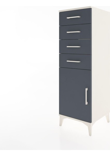 Hyperion Dolap Tek Raflı 4 Çekmeceli Tek Kapaklı 44X44X134 Aytaşı-Antrasit modelleri