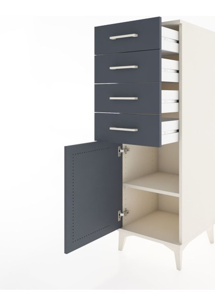 Hyperion Dolap Tek Raflı 4 Çekmeceli Tek Kapaklı 44X44X134 Aytaşı-Antrasit fırsatları