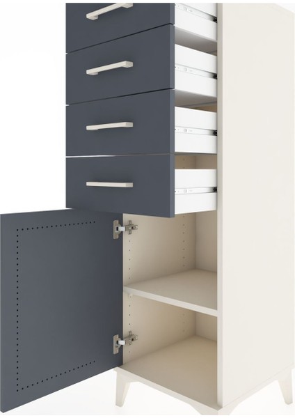 Hyperion Dolap Tek Raflı 4 Çekmeceli Tek Kapaklı 44X44X134 Aytaşı-Antrasit indirimleri