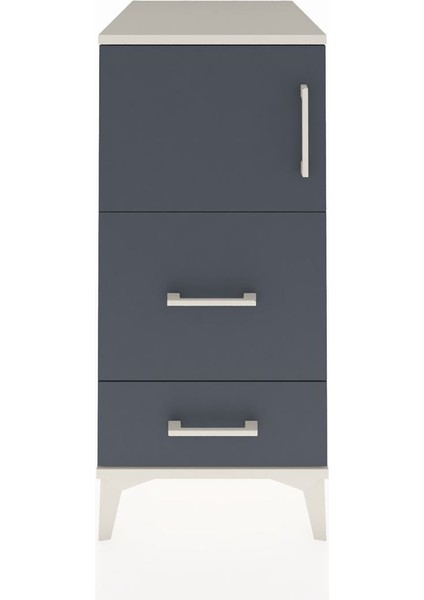 Kronos Komodin Tek Raflı 2 Çekmeceli Tek Kapaklı 44X59X96 Aytaşı-Antrasit