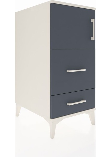 Kronos Komodin Tek Raflı 2 Çekmeceli Tek Kapaklı 44X59X96 Aytaşı-Antrasit fiyatları