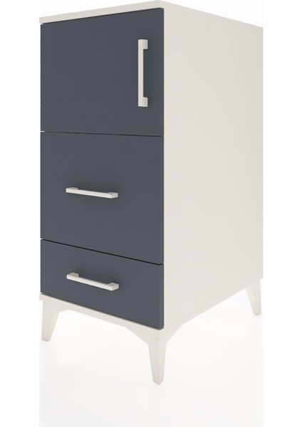 Kronos Komodin Tek Raflı 2 Çekmeceli Tek Kapaklı 44X59X96 Aytaşı-Antrasit modelleri