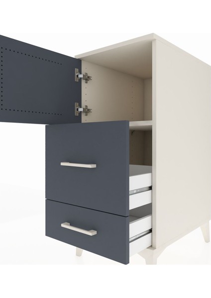 Kronos Komodin Tek Raflı 2 Çekmeceli Tek Kapaklı 44X59X96 Aytaşı-Antrasit indirimleri