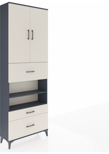 Arges Dolap 5 Raflı 3 Çekmeceli 2 Kapaklı 88X30X243 Antrasit-Aytaşı fiyatları