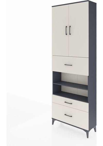 Arges Dolap 5 Raflı 3 Çekmeceli 2 Kapaklı 88X30X243 Antrasit-Aytaşı modelleri
