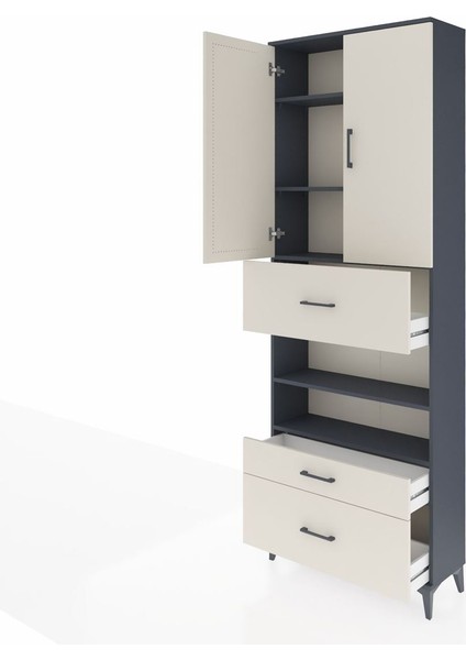 Arges Dolap 5 Raflı 3 Çekmeceli 2 Kapaklı 88X30X243 Antrasit-Aytaşı fırsatları