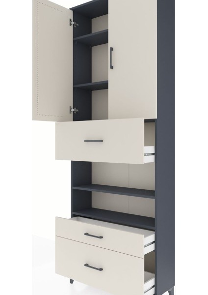 Arges Dolap 5 Raflı 3 Çekmeceli 2 Kapaklı 88X30X243 Antrasit-Aytaşı indirimleri