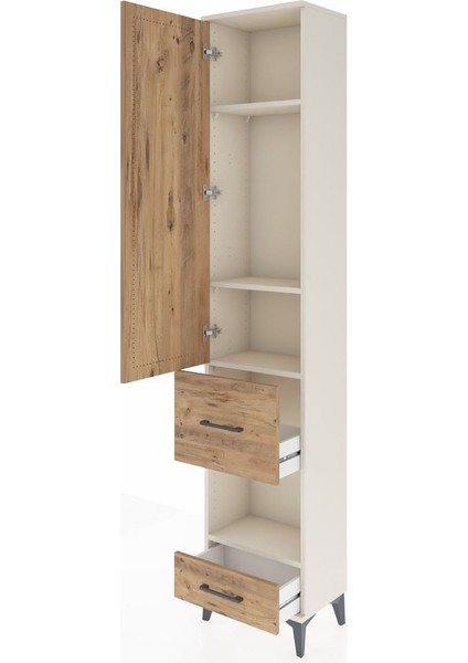 Arges Dolap 4 Raflı 2 Çekmeceli Tek Kapaklı 44X30X221 Aytaşı-Çam fırsatları