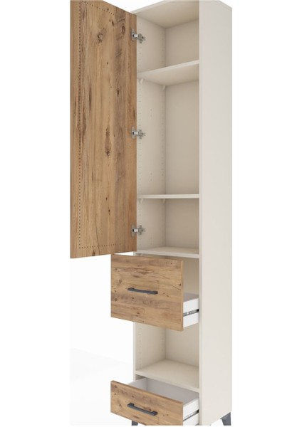 Arges Dolap 4 Raflı 2 Çekmeceli Tek Kapaklı 44X30X221 Aytaşı-Çam indirimleri