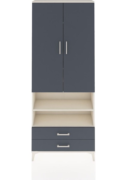 Arges Dolap 5 Raflı 2 Çekmeceli 2 Kapaklı 88X30X221 Aytaşı-Antrasit