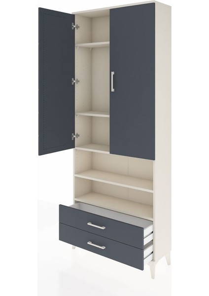 Arges Dolap 5 Raflı 2 Çekmeceli 2 Kapaklı 88X30X221 Aytaşı-Antrasit fırsatları
