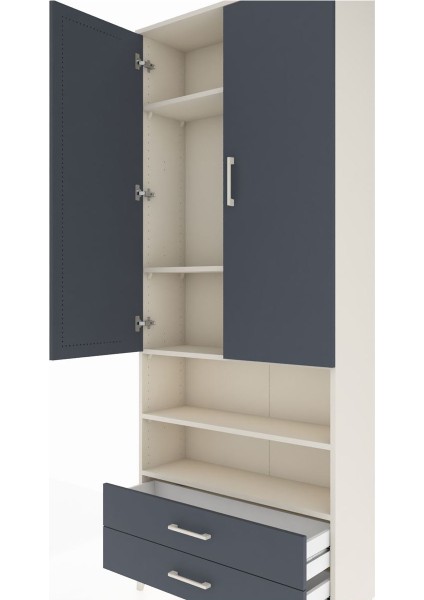 Arges Dolap 5 Raflı 2 Çekmeceli 2 Kapaklı 88X30X221 Aytaşı-Antrasit indirimleri