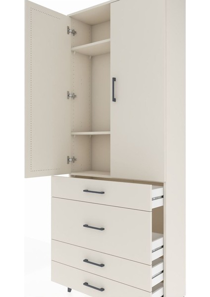 Arges Dolap 3 Raflı 4 Çekmeceli 2 Kapaklı 88X30X221 Aytaşı-Aytaşı indirimleri