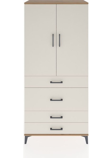 Hyperion Dolap 3 Raflı 4 Çekmeceli 2 Kapaklı 88X44X195 Çam-Aytaşı