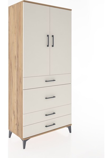 Hyperion Dolap 3 Raflı 4 Çekmeceli 2 Kapaklı 88X44X195 Çam-Aytaşı fiyatları