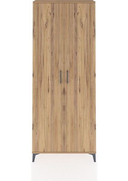 Arges Dolap 2 Raflı 2 Kapaklı Tek Askılı 88X30X221 Çam-Çam