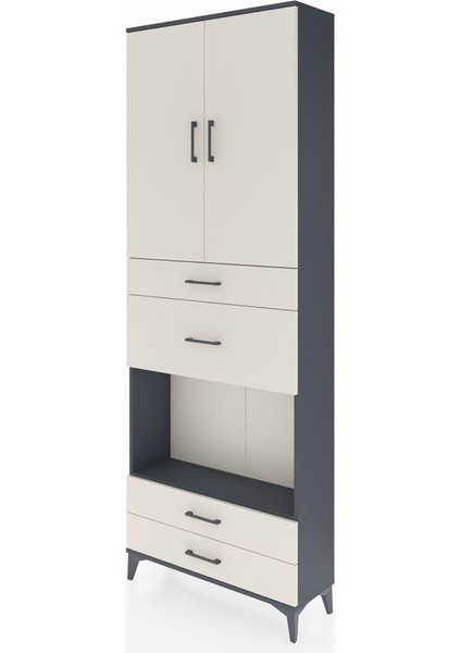 Arges Dolap 4 Raflı 4 Çekmeceli 2 Kapaklı 88X30X243 Antrasit-Aytaşı modelleri