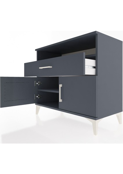 Hyperion Şifonyer 2 Raflı Tek Çekmeceli 2 Kapaklı 88X44X80 Antrasit-Antrasit indirimleri