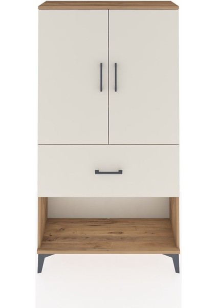 Arges Dolap 3 Raflı Tek Çekmeceli 2 Kapaklı 88X30X163 Çam-Aytaşı